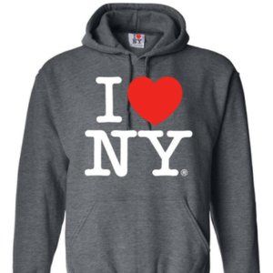 I Love NY New York Hoody Screen Print Heather Grey